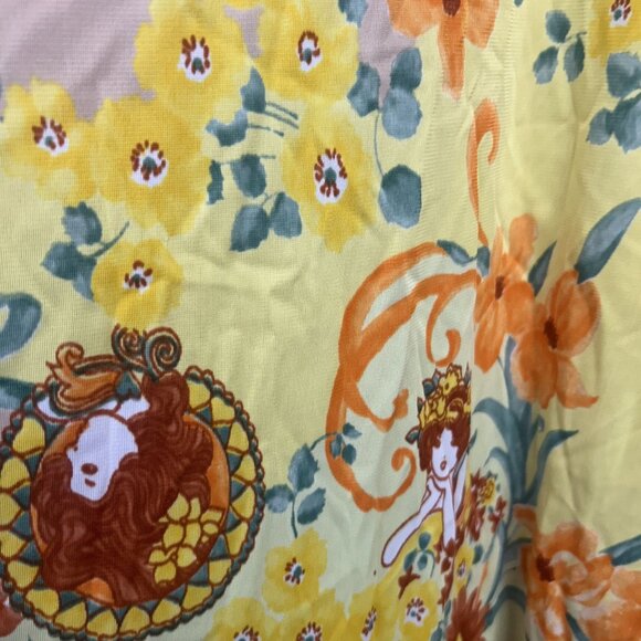 Vintage 70s Bell Sleeved Yellow Floral Mini Dress Size Small - Picture 4 of 8